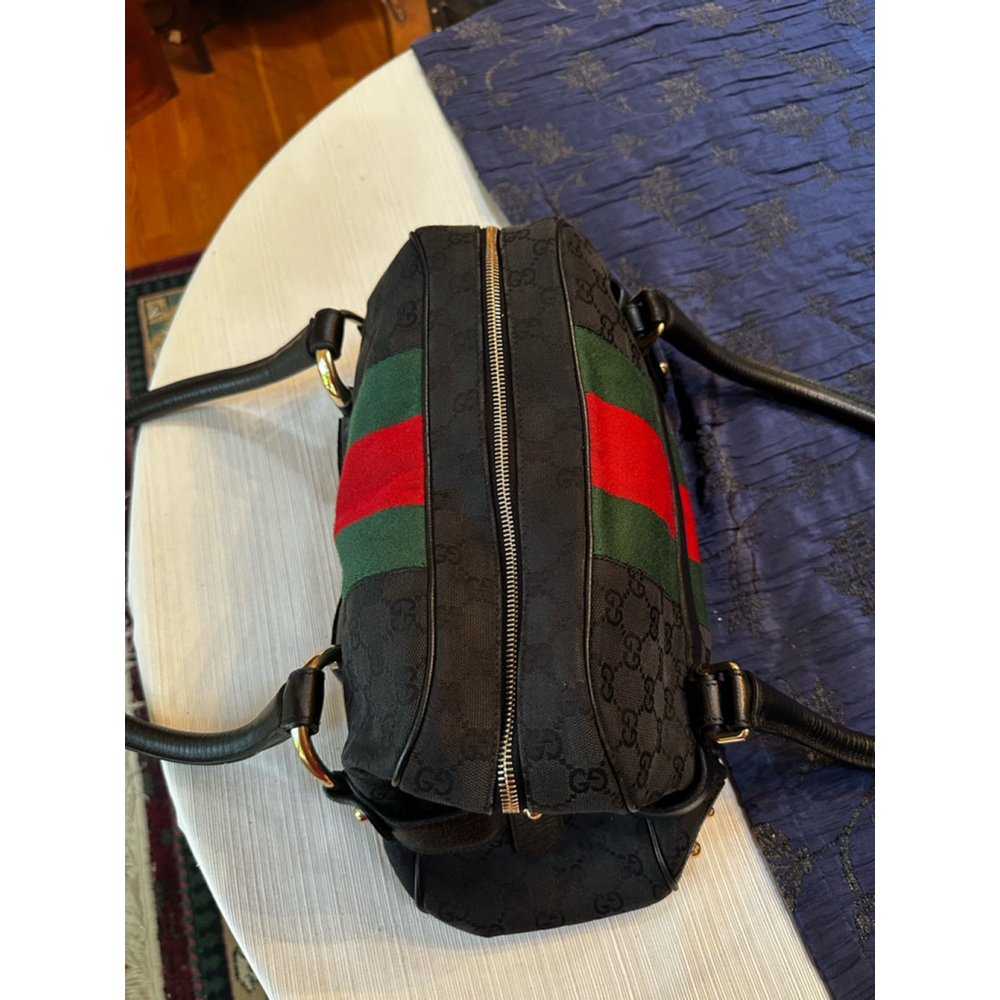 Gucci Black Canvas & Leather Sherry Line Horsebit Shoulder Bag - Picture 12 of 16